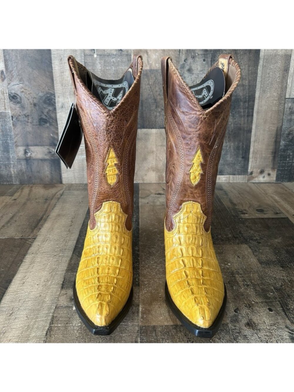 Montana Caiman Tail Western Pointed Toe Cowboy Boots Mens 9 E - Picture 8 of 12